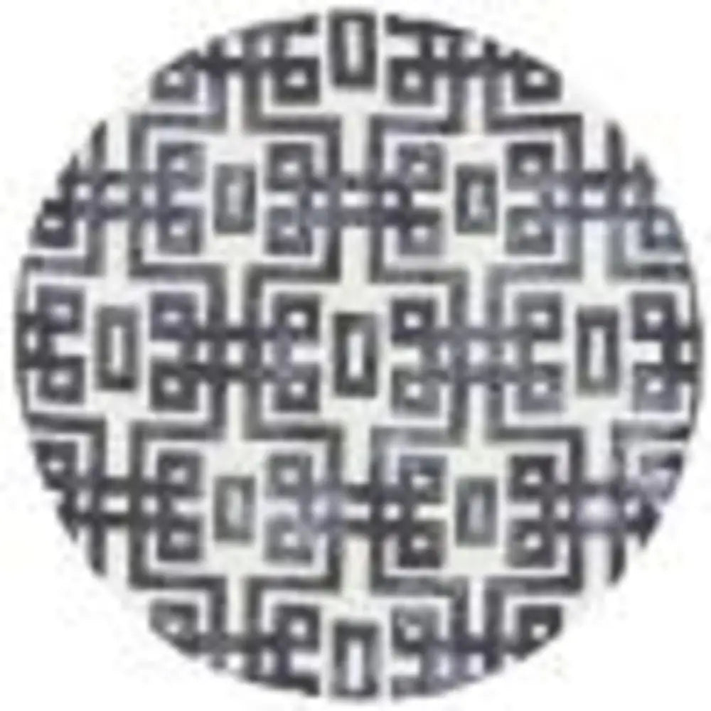 Lorrain Tufted Greek Key Wool Rug - Black / White / Round / 