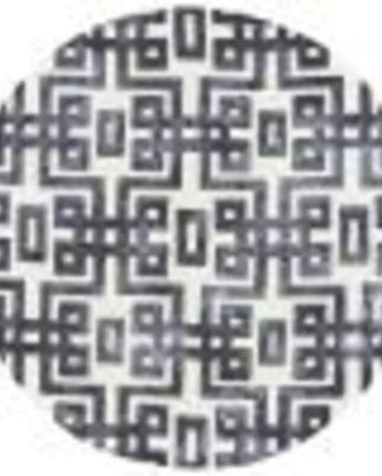 Lorrain Tufted Greek Key Wool Rug - Black / White / Round / 