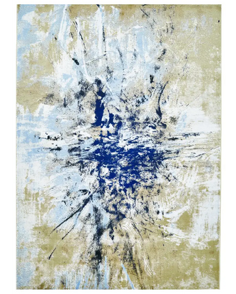 Marigold Abstract Splatter Print Rug - Gold / Blue / 