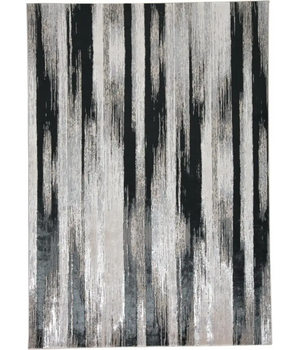 Micah Gradient Streak Metallic Rug - Black / Silver / 