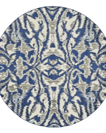 Milton Abstract Ikat Print - Blue / Beige / Round / 8’-9 x 