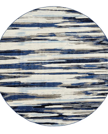 Milton Abstract Ombre Print Rug - Blue / White / Round / 