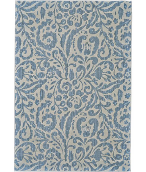 Milton Contemporary Print Floral Rug - Blue / White / 
