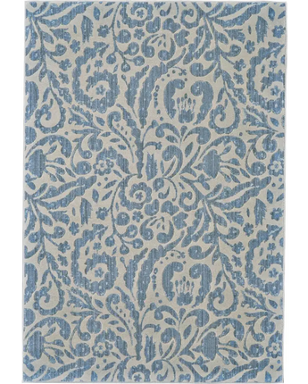 Milton Contemporary Print Floral Rug - Blue / White / 