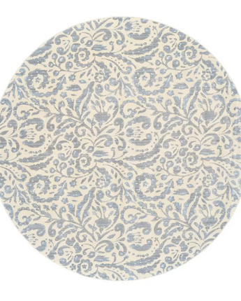 Milton Contemporary Print Floral Rug - Blue / White / Round 