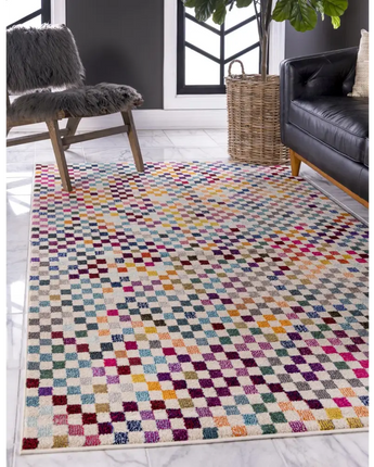 Modern checkered palm bay chromatic rug - Area Rugs