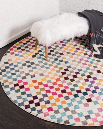 Modern checkered palm bay chromatic rug - Area Rugs