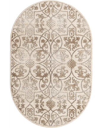 Modern designed washington rushmore rug - Beige / Oval / 5x8