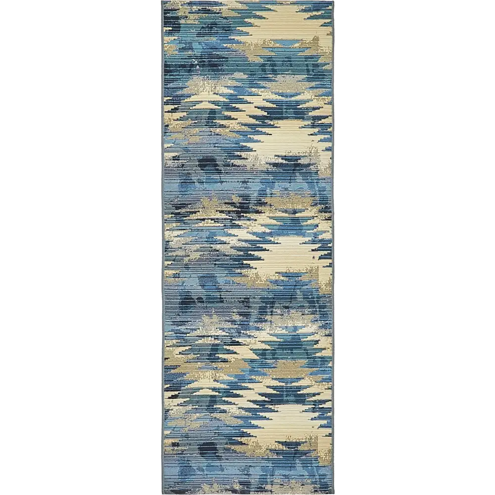 Modern outdoor modern aztec rug - Blue / 2’ x 6’ 1 / Runner