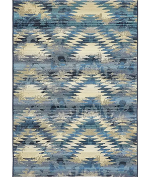 Modern outdoor modern aztec rug - Blue / 4’ 1 x 6’ 1 /