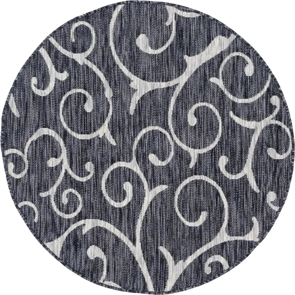 Modern outdoor botanical curl rug - Charcoal Gray / 4’ 1 x