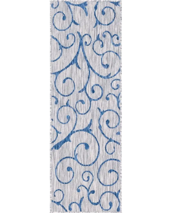 Modern outdoor botanical curl rug - Gray / 2’ x 6’ 1 /