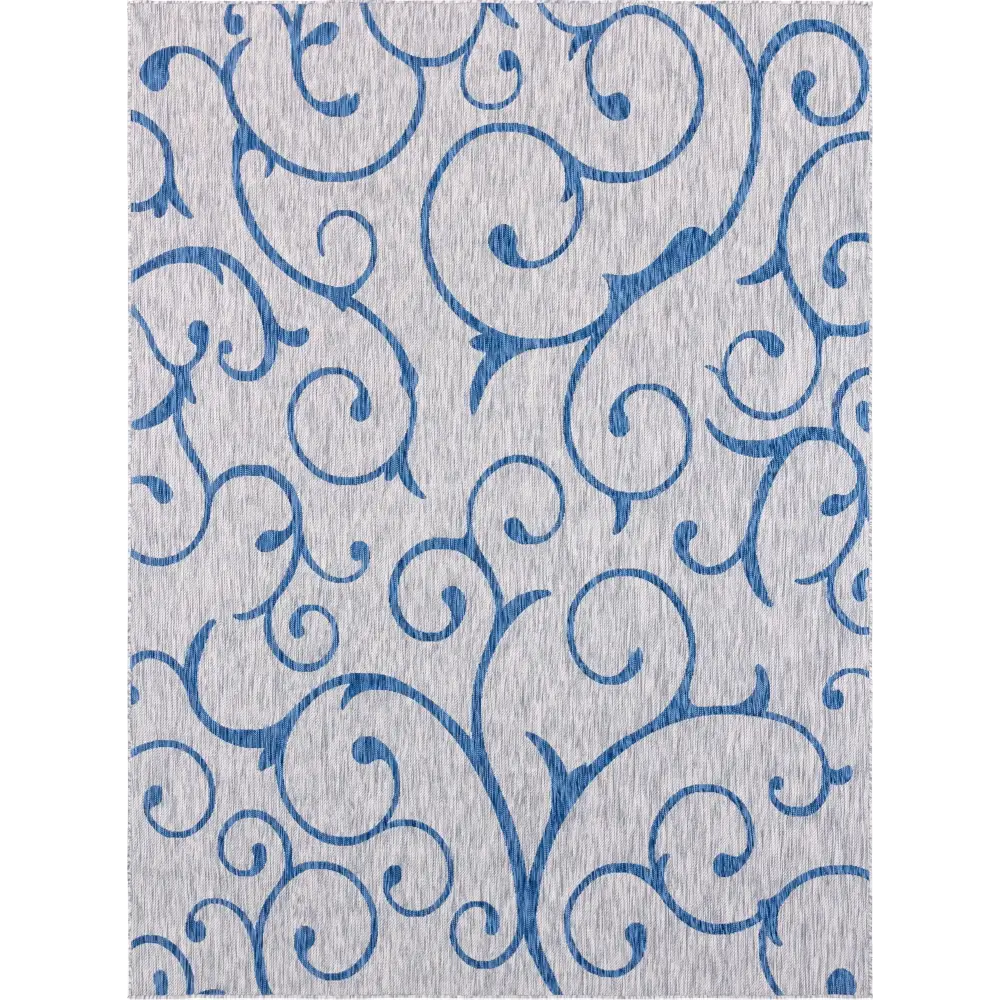 Modern outdoor botanical curl rug - Gray / 9’ x 12’ /