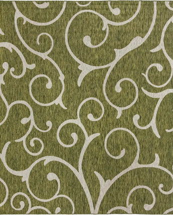 Modern outdoor botanical curl rug - Green / 10’ 8 x 10’ 8 /