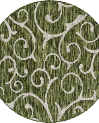 Modern outdoor botanical curl rug - Green / 4’ 1 x 4’ 1 /