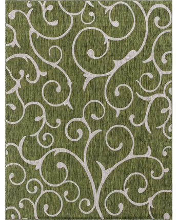 Modern outdoor botanical curl rug - Green / 9’ x 12’ /
