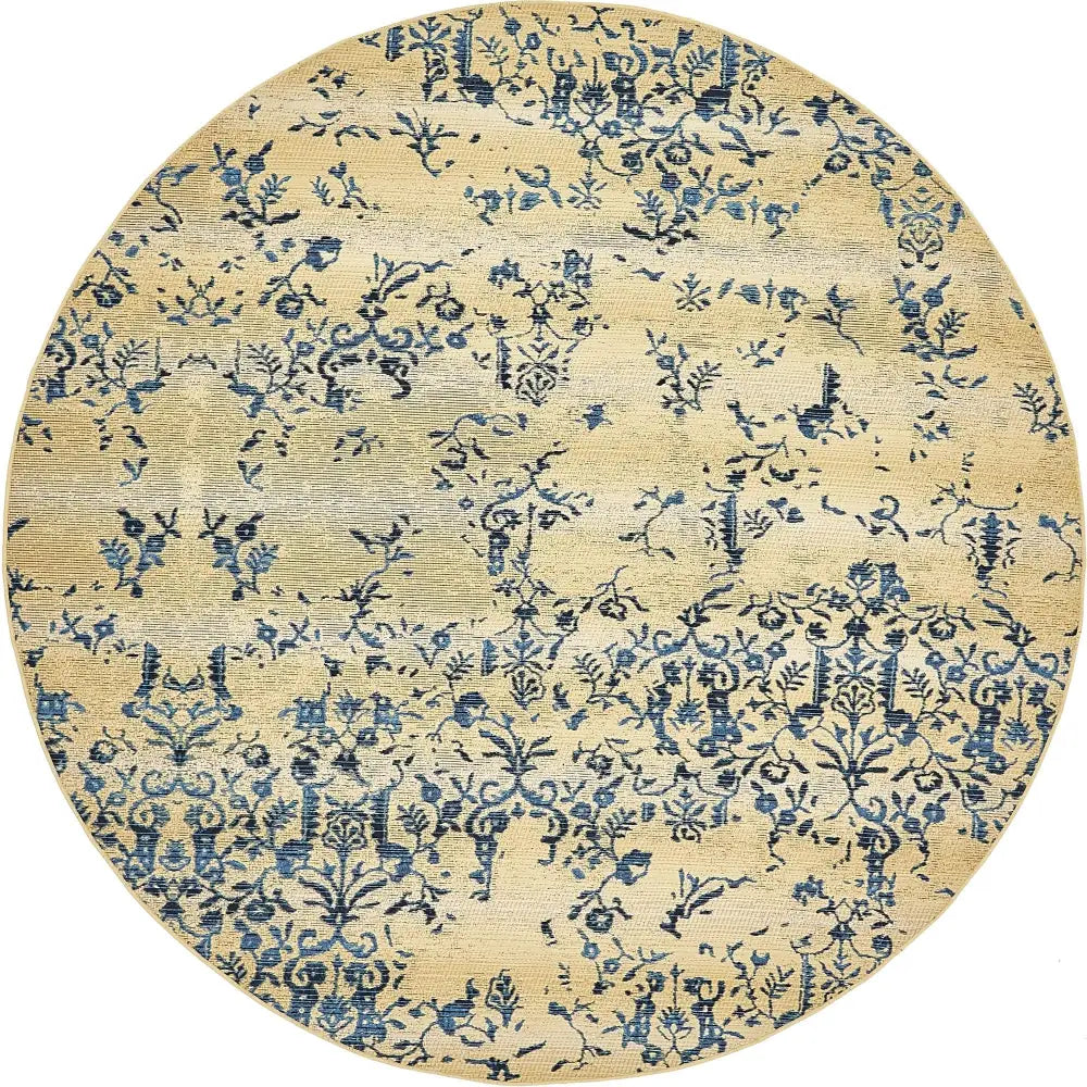 Modern outdoor botanical ivy rug - Beige / 8’ x 8’ / Round -