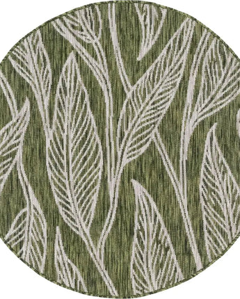 Modern outdoor botanical leaf rug - Green / 4’ 1 x 4’ 1 /