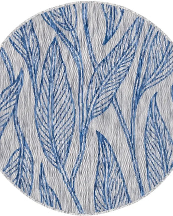 Modern outdoor botanical leaf rug - Light Gray / 4’ 1 x 4’ 1