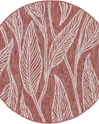 Modern outdoor botanical leaf rug - Rust Red / 4’ 1 x 4’ 1 /