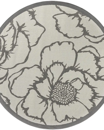 Modern outdoor botanical rose rug - Gray / 6’ 1 x 6’ 1 /