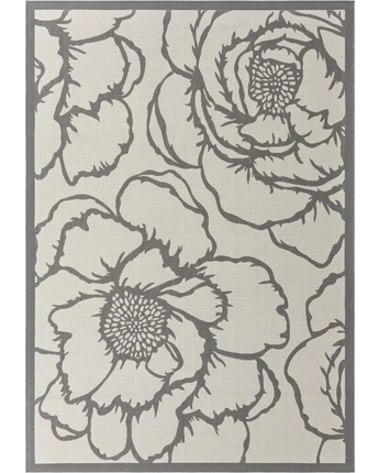 Modern outdoor botanical rose rug - Gray / 7’ 1 x 10’ /