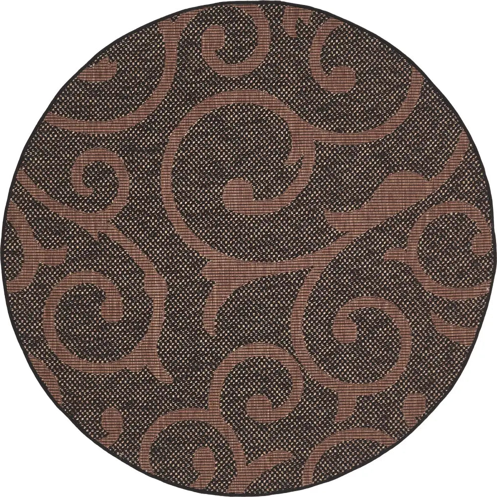 Modern outdoor botanical vine rug - Chocolate Brown / 6’ x