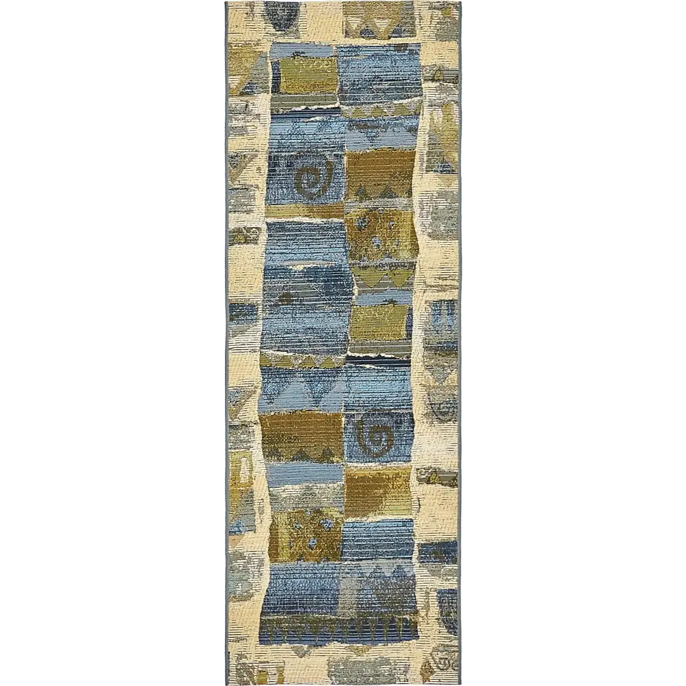 Modern outdoor modern glyph rug - Blue / 2’ x 6’ 1 / Runner