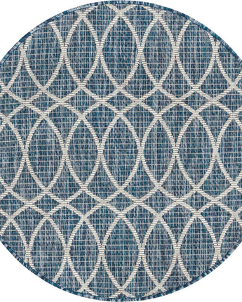 Modern outdoor trellis gitter rug - Blue / 3’ 1 x 3’ 1 /