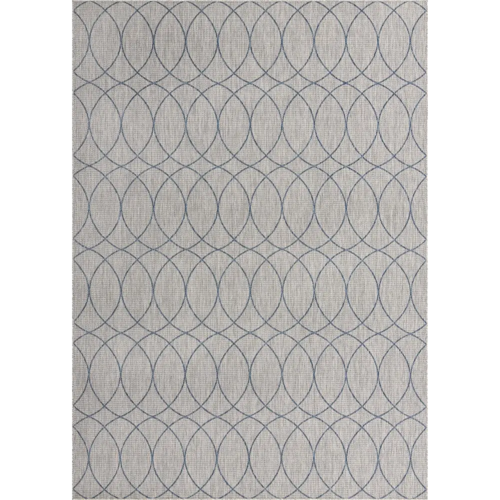 Modern outdoor trellis gitter rug - Gray Blue / 10’ x 14’ 1