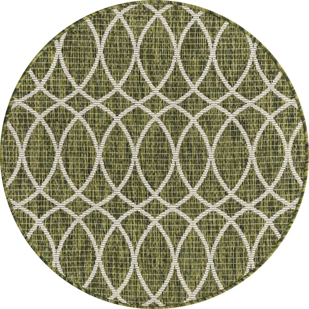 Modern outdoor trellis gitter rug - Green / 3’ 1 x 3’ 1 /