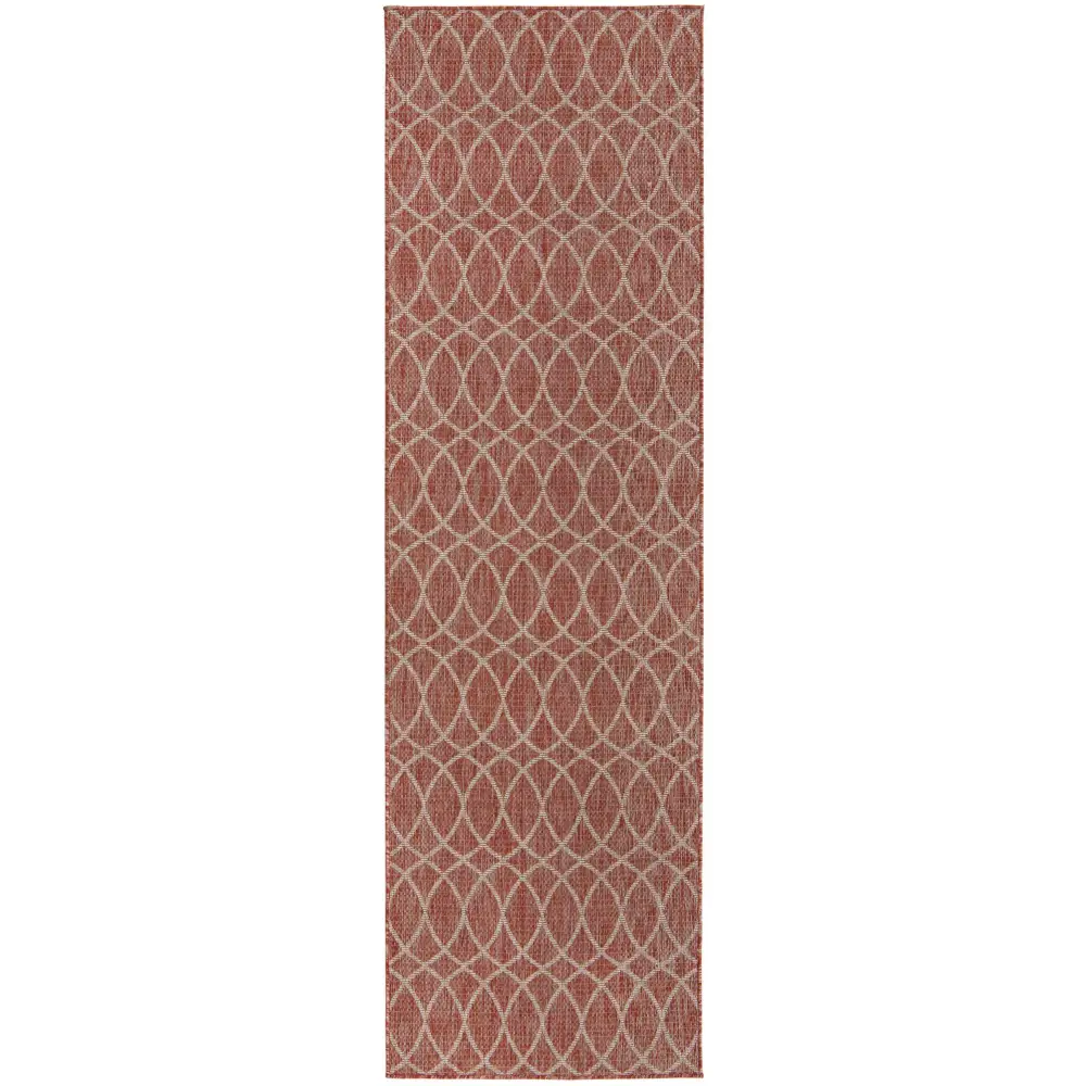 Modern outdoor trellis gitter rug - Rust Red / 2’ 11 x 10’ /