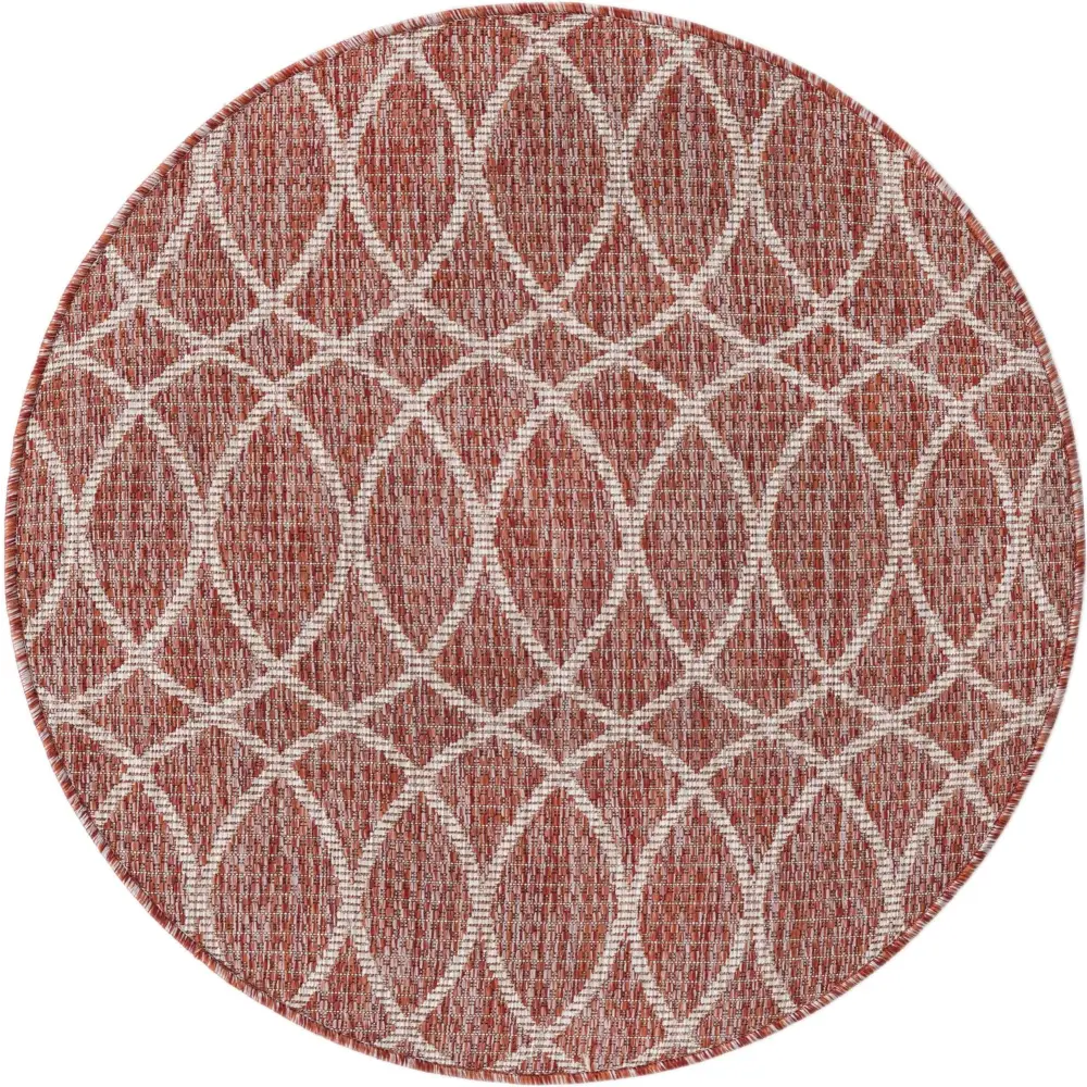 Modern outdoor trellis gitter rug - Rust Red / 3’ 1 x 3’ 1 /