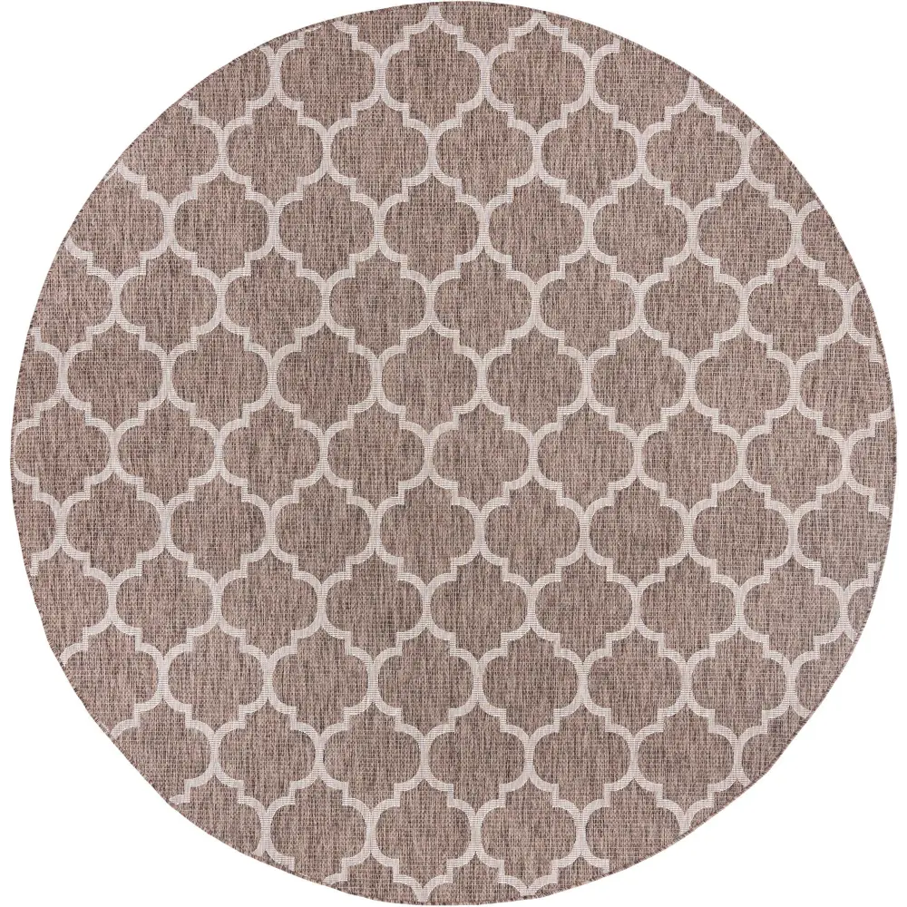 Modern outdoor trellis rug - Brown / 10’ 8 x 10’ 8 / Round -