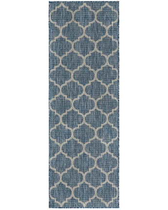 Modern outdoor trellis rug - Navy Blue / 2’ x 6’ 1 / Runner