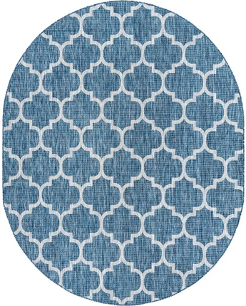 Modern outdoor trellis rug - Navy Blue / 7’ 10 x 10’ / Oval