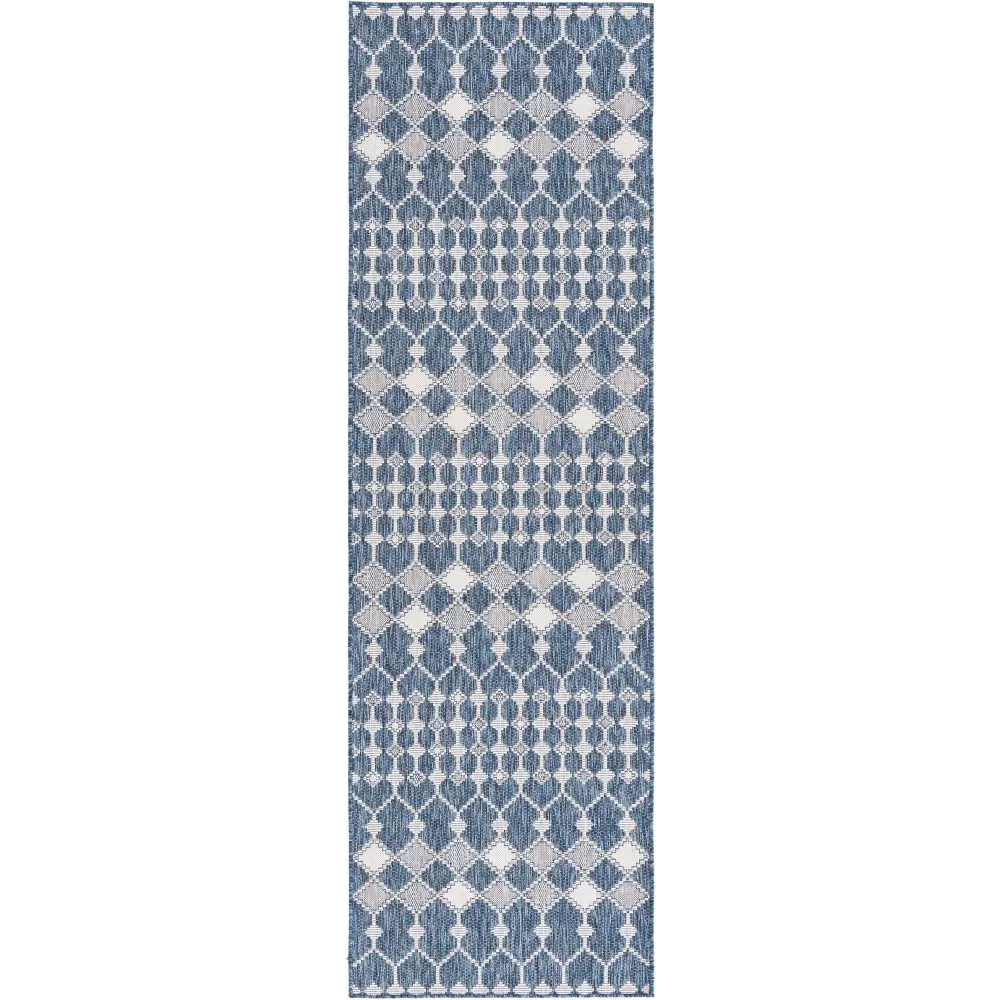 Modern outdoor trellis traliccio rug - Blue / 2’ 11 x 10’ /