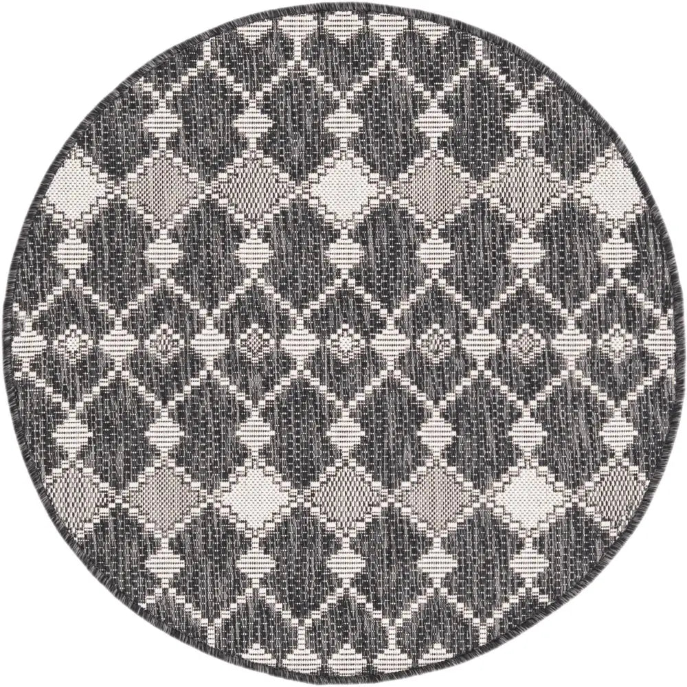 Modern outdoor trellis traliccio rug - Charcoal / 3’ x 3’ 1