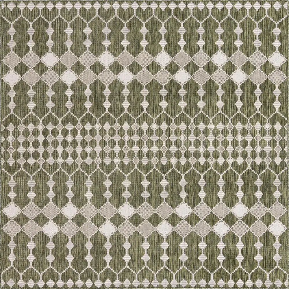 Modern outdoor trellis traliccio rug - Green / 10’ x 10’ /
