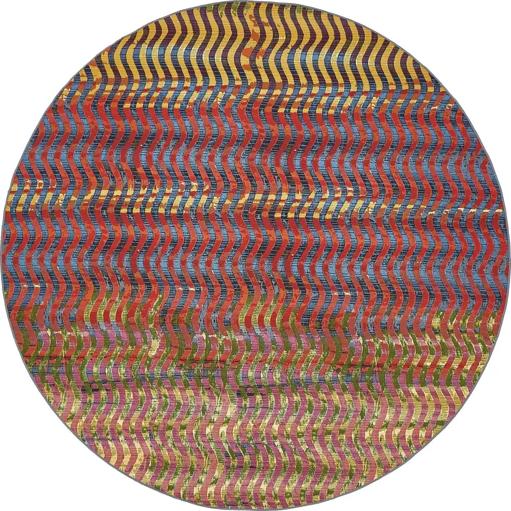Modern outdoor modern wavy rug - Multi / 8’ x 8’ / Round -