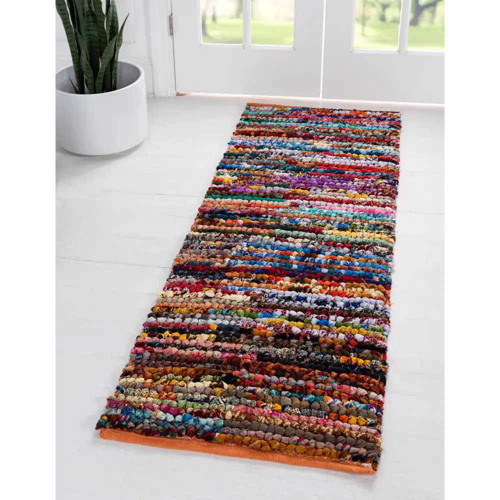 Multi-striped braided chindi rug - Area Rugs