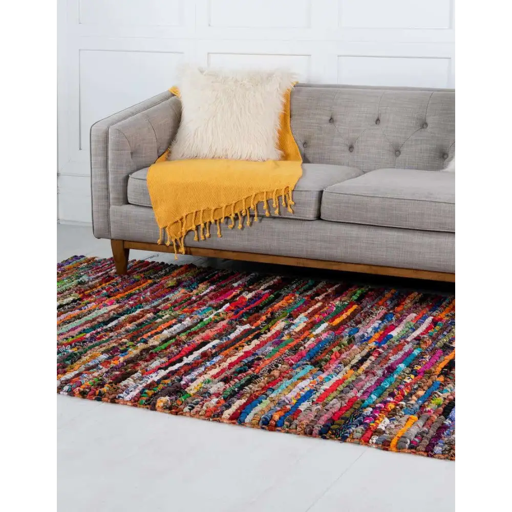 Multi-striped braided chindi rug - Area Rugs