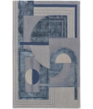Nash Tufted Art Deco Wool Rug - Blue / Gray / Rectangle / 2’