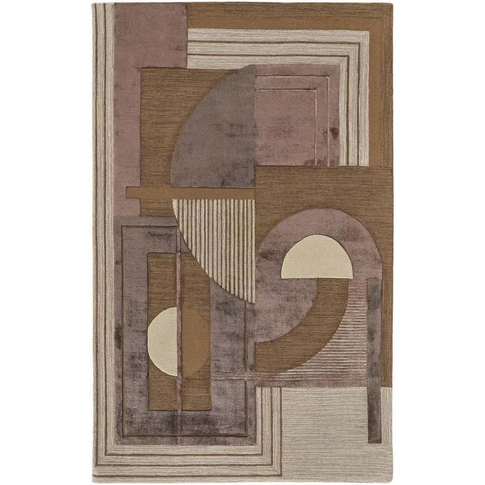 Nash Tufted Art Deco Wool Rug - Brown / White / Rectangle / 