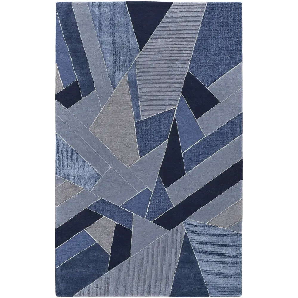 Nash Tufted Graphic Wool Rug - Blue / Gray / Rectangle / 2’ 
