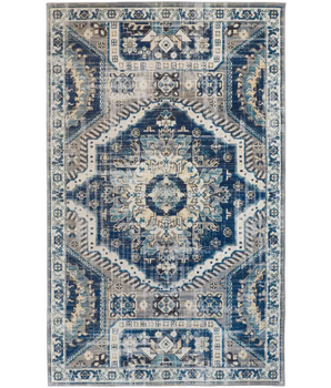 Nolan Vinatge Style Tribal Kazak Rug - Blue / Gray / 