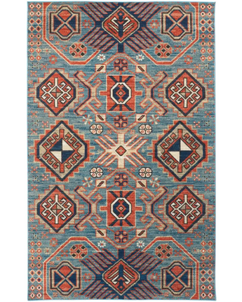 Nolan Vinatge Style Tribal Kazak Rug - Blue / Orange / 