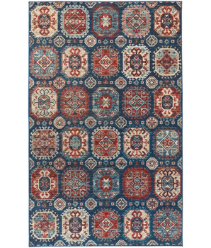 Nolan Vinatge Style Tribal Kazak Rug - Blue / Red / 
