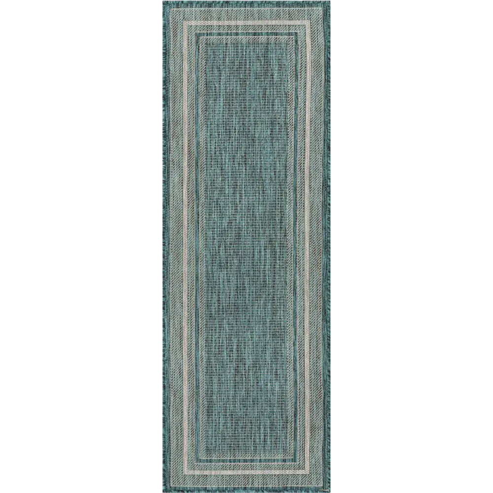 Outdoor outdoor border soft border rug - Teal / 2’ x 6’ 1 /
