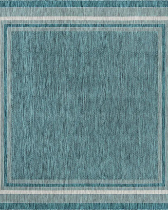 Outdoor outdoor border soft border rug - Teal / 7’ 10 x 7’